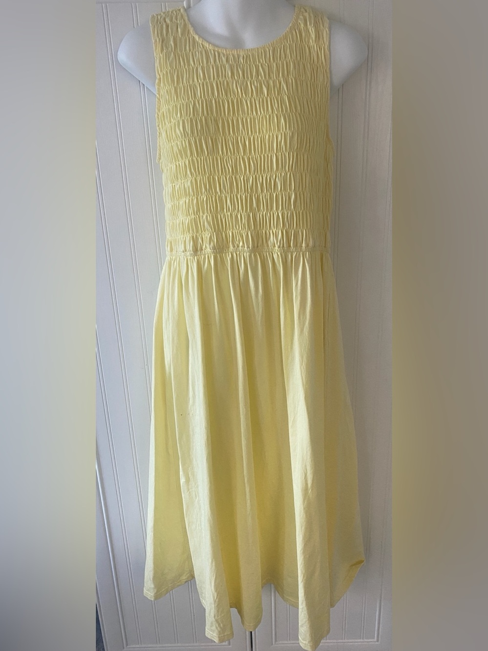 Yellow Smocked Sleeveless Women's Dress